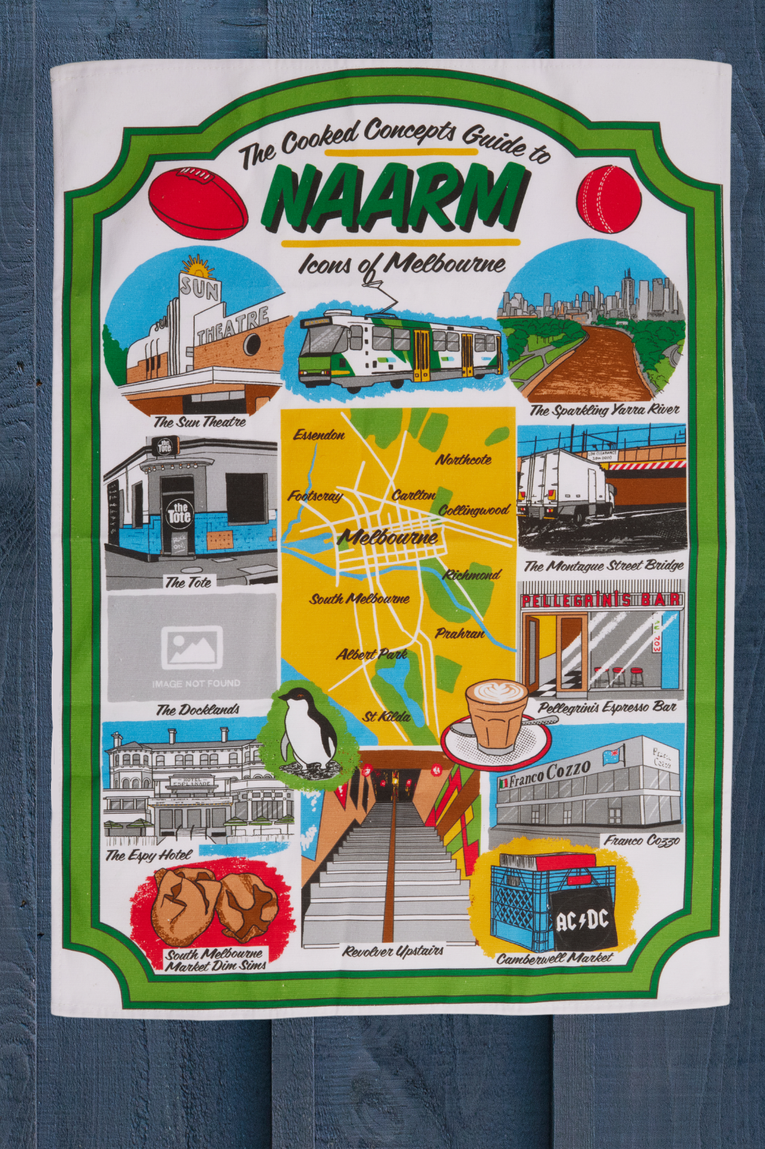 Icons of Naarm (Melbourne) Tea Towel - Cooked Concepts