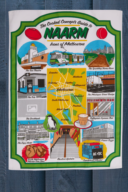 Icons of Naarm (Melbourne) Tea Towel - Cooked Concepts