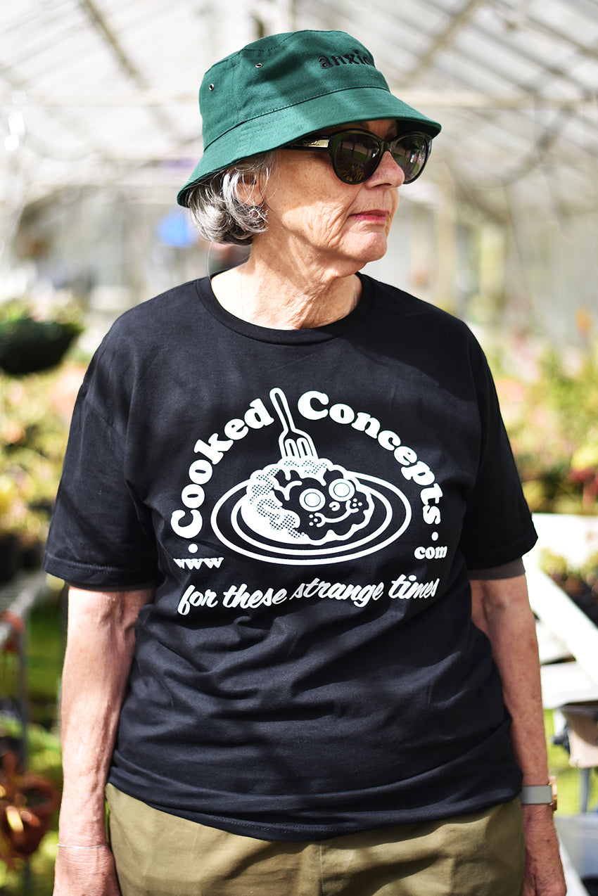 Logo Tee - Cooked Concepts
Beautiful Bron is wearing a Cooked Concepts Logo Tee, screen printed by hand in Queensland, it will last a lifetime. SHe's also wearing the Bucket of Anxiety in green and black.