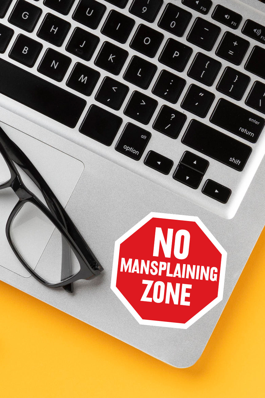 No Mansplaining Zone Sticker - Cooked Concepts (no mainsplaining sticker, red and white, vinyl)